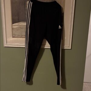 Adidas Kids Black Joggers with White Stripes